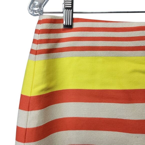 Ann Taylor Yellow Orange Striped Zip-Back Skirt - Size 10 - Picture 8 of 9